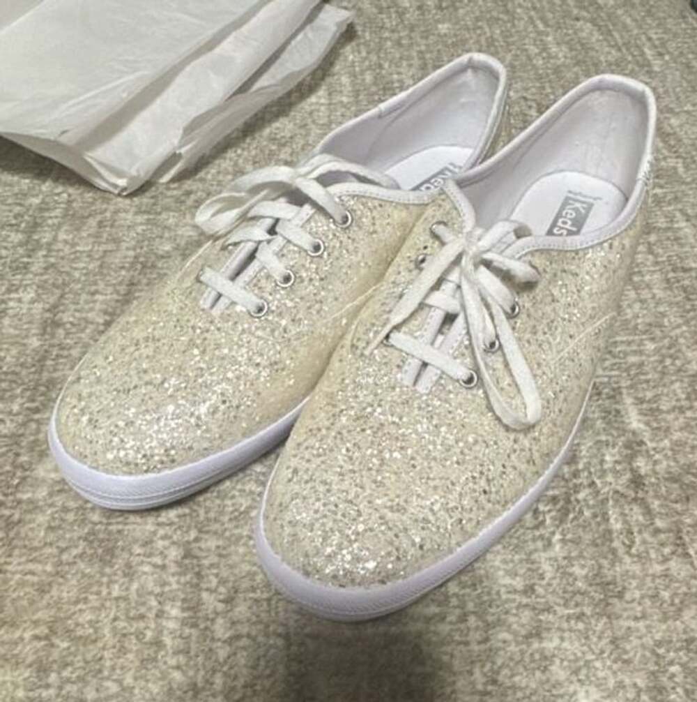 Keds Celebrations by Keds Glitter Lace-Up Sneakers white size 9.5